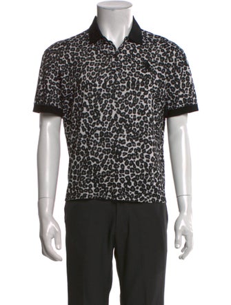 Alexander McQueen Animal Print Crew Neck Polo Shirt