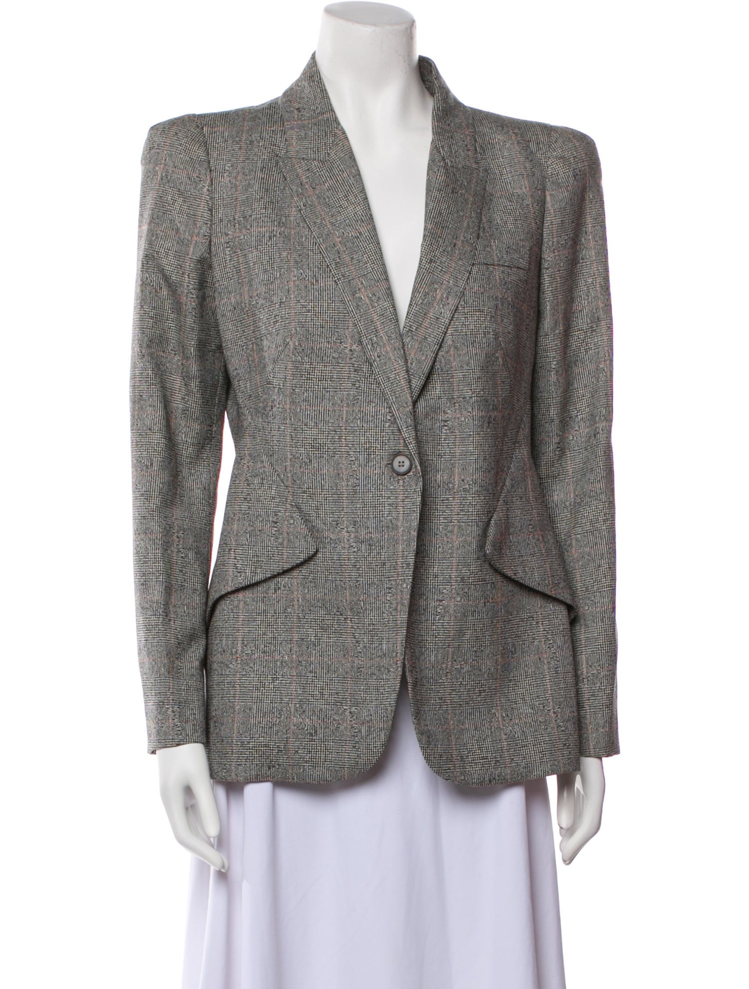 Alexander McQueen Virgin Wool Plaid Print Blazer