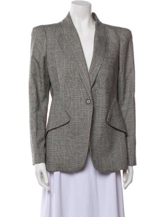 Alexander McQueen Virgin Wool Plaid Print Blazer