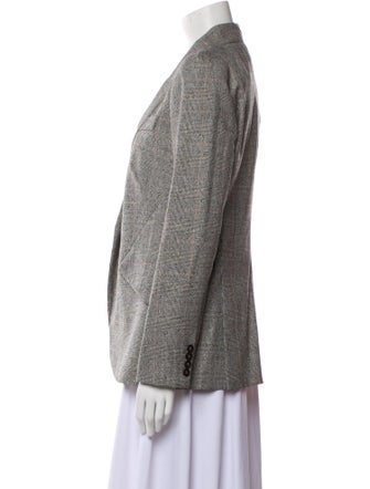 Alexander McQueen Virgin Wool Plaid Print Blazer