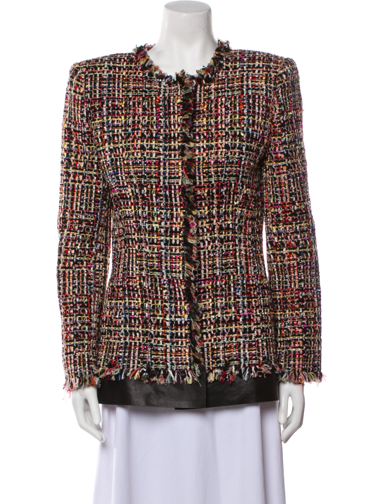 Alexander McQueen Lamb Leather Tweed Pattern Evening Jacket