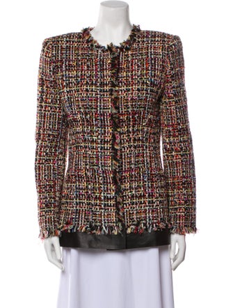 Alexander McQueen Lamb Leather Tweed Pattern Evening Jacket