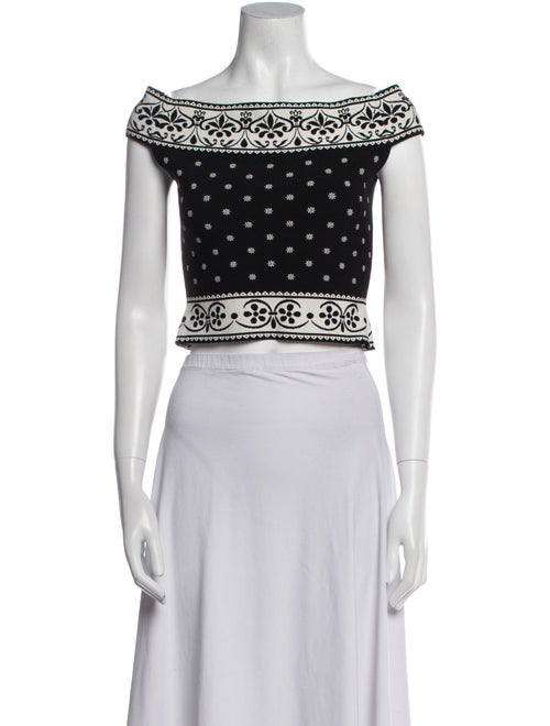 Alexander McQueen Printed Bateau Neckline Crop Top