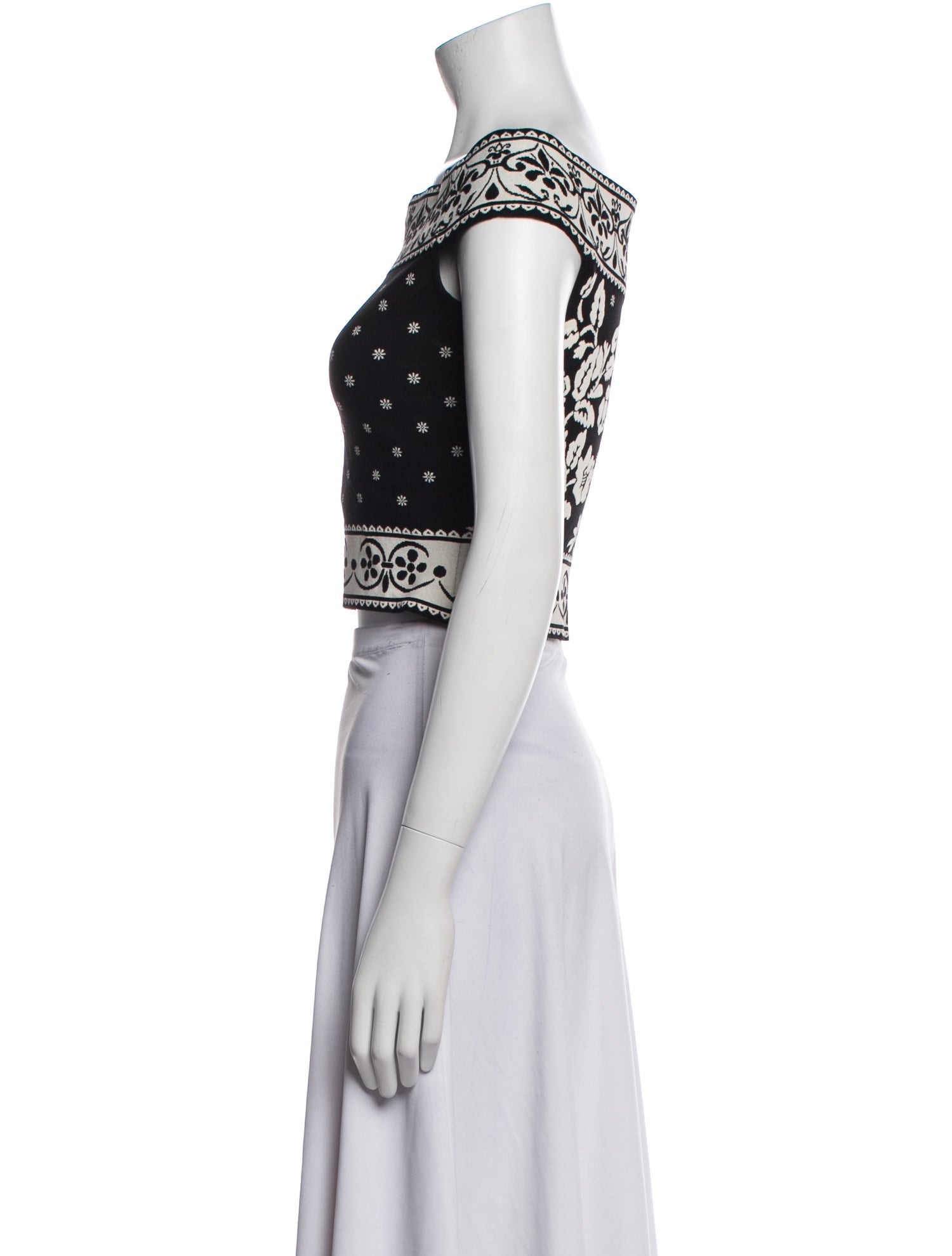 Alexander McQueen Printed Bateau Neckline Crop Top