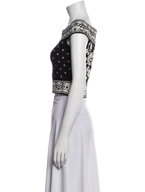 Alexander McQueen Printed Bateau Neckline Crop Top