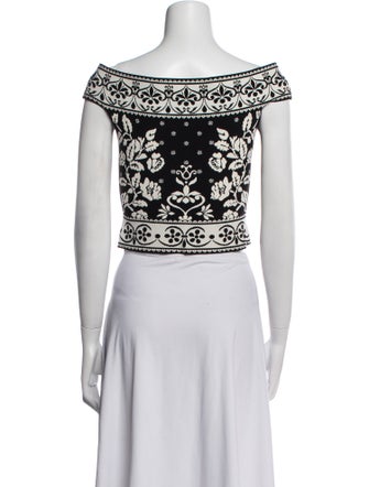 Alexander McQueen Printed Bateau Neckline Crop Top