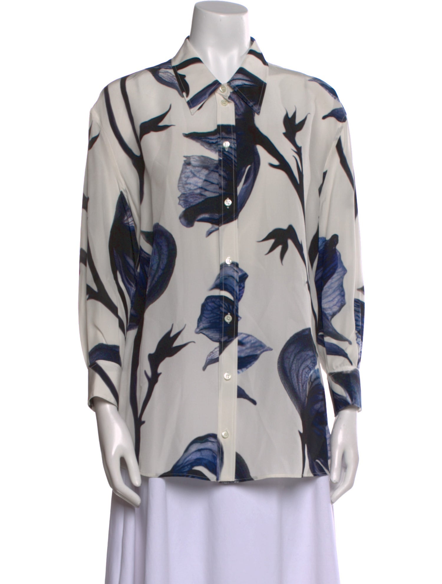 Alexander McQueen Silk Printed Button-Up Top