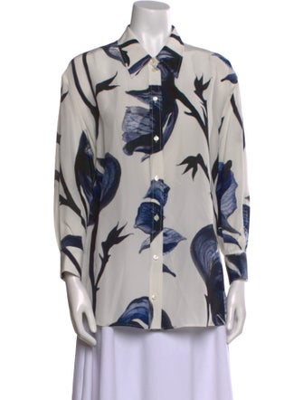 Alexander McQueen Silk Printed Button-Up Top