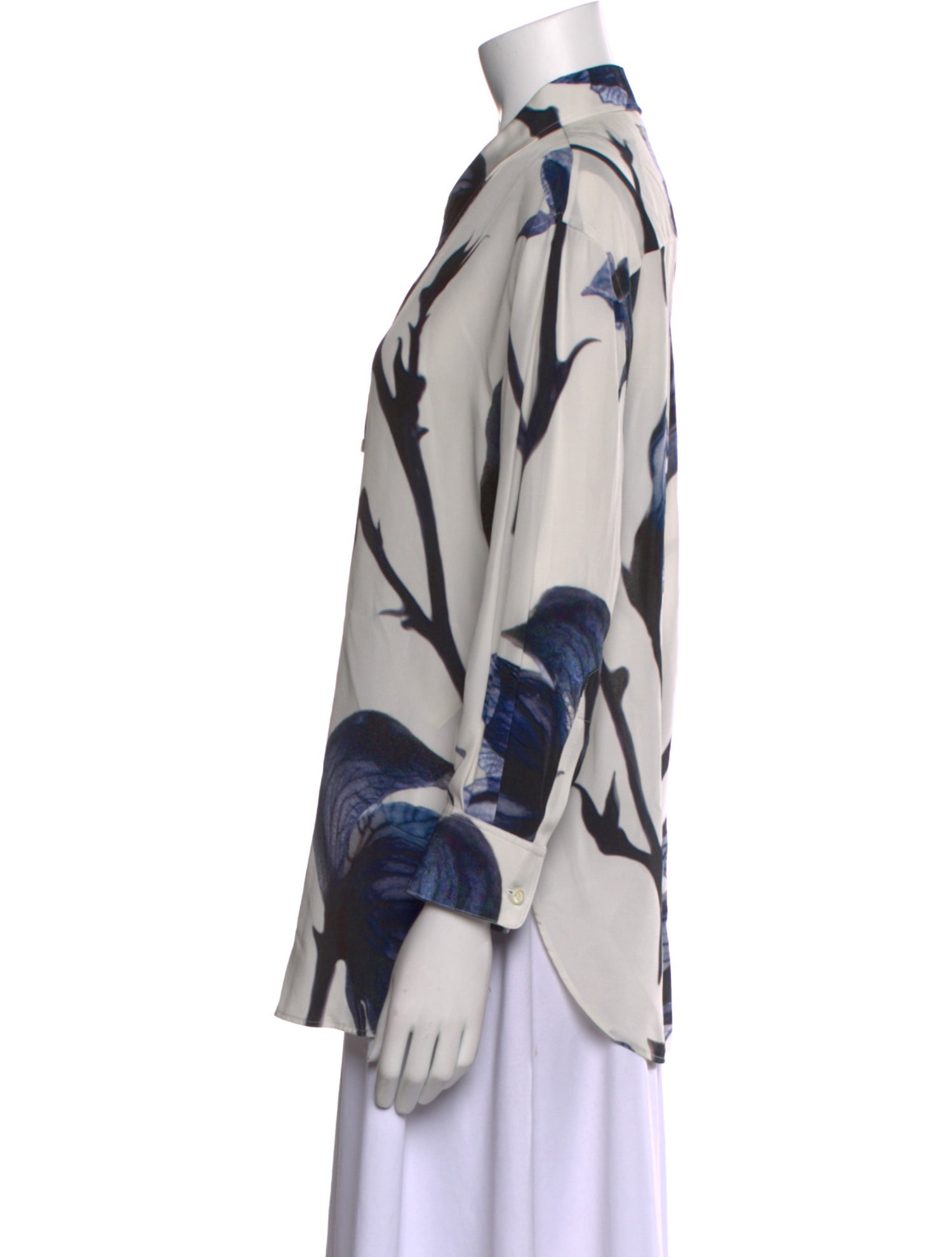 Alexander McQueen Silk Printed Button-Up Top