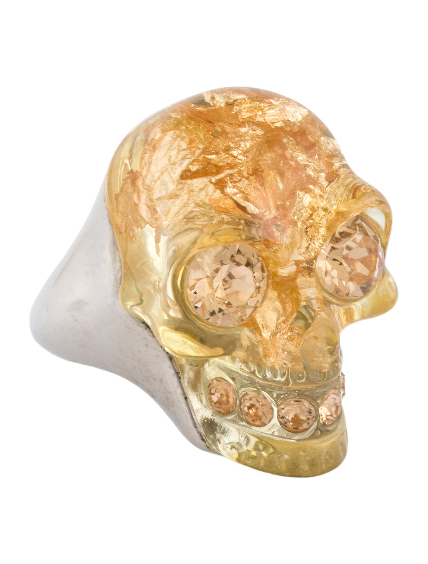 Alexander McQueen Crystal & Resin, Skull Cocktail Ring