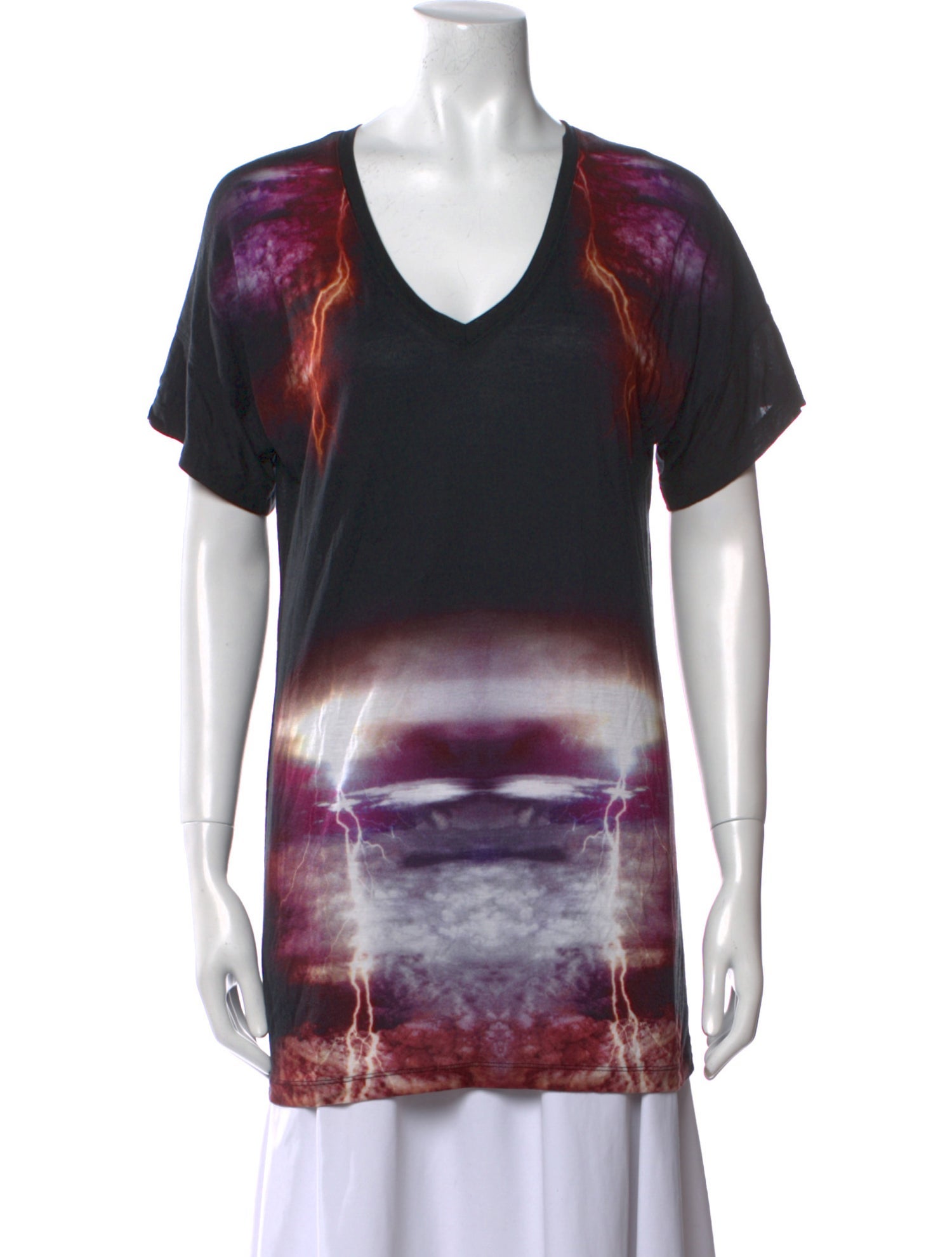 Alexander McQueen Tie-Dye Print V-Neck T-Shirt