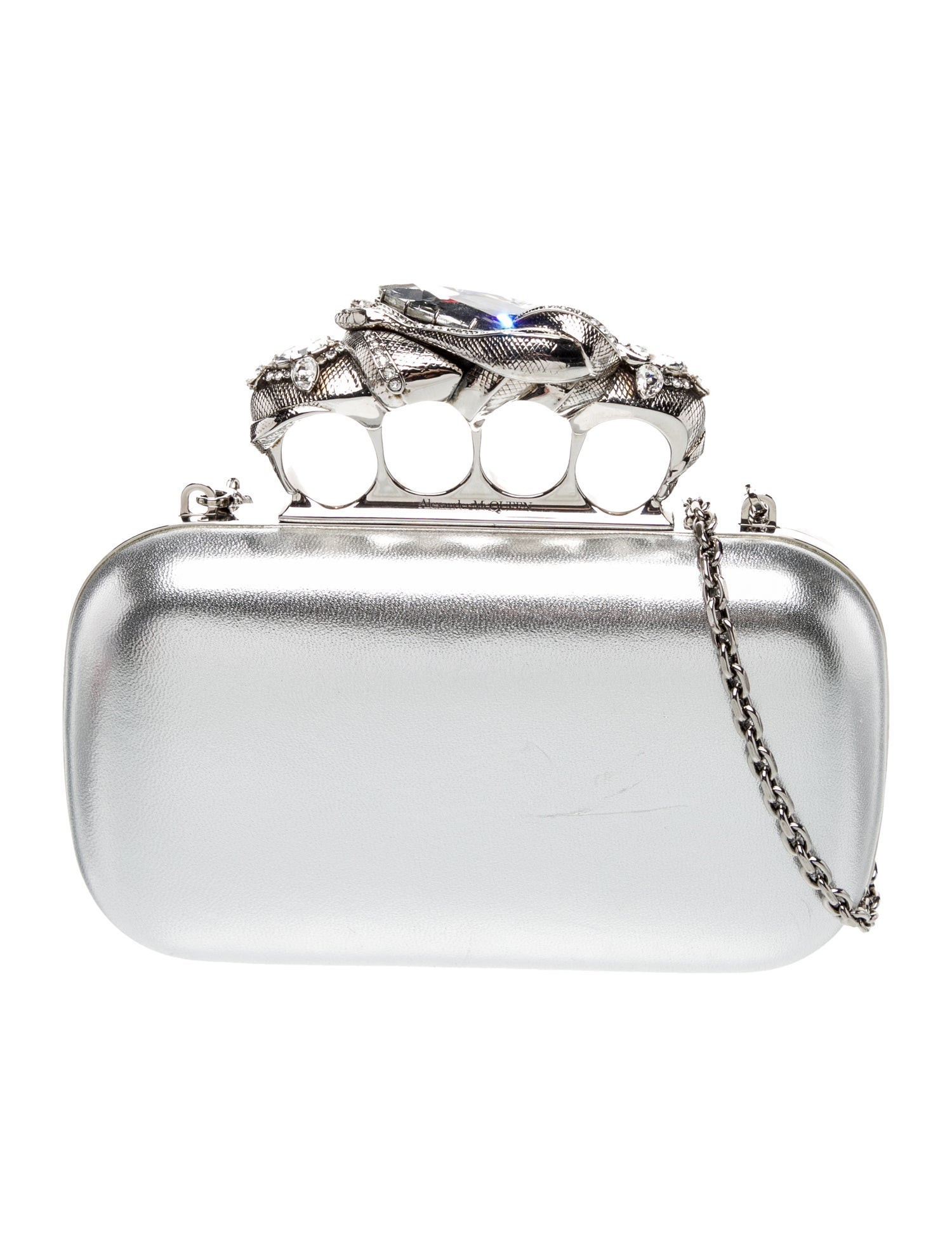 Alexander McQueen Leather Snake Knuckle Box Clutch
