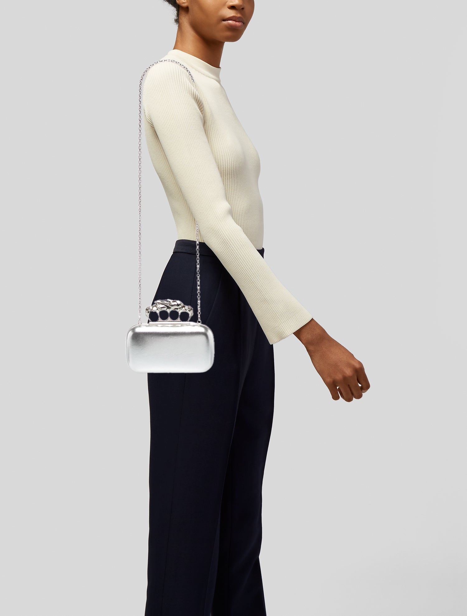 Alexander McQueen Leather Snake Knuckle Box Clutch