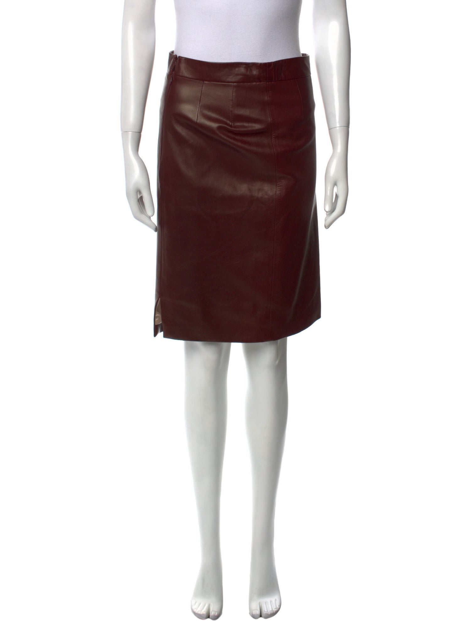 Alexander McQueen Leather Knee-Length Skirt