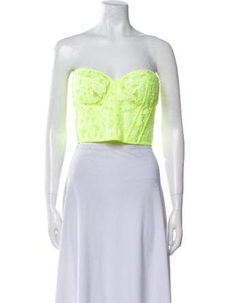 Alexander McQueen Lace Pattern Strapless Crop Top