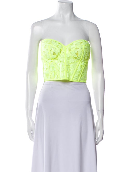 Alexander McQueen Lace Pattern Strapless Crop Top