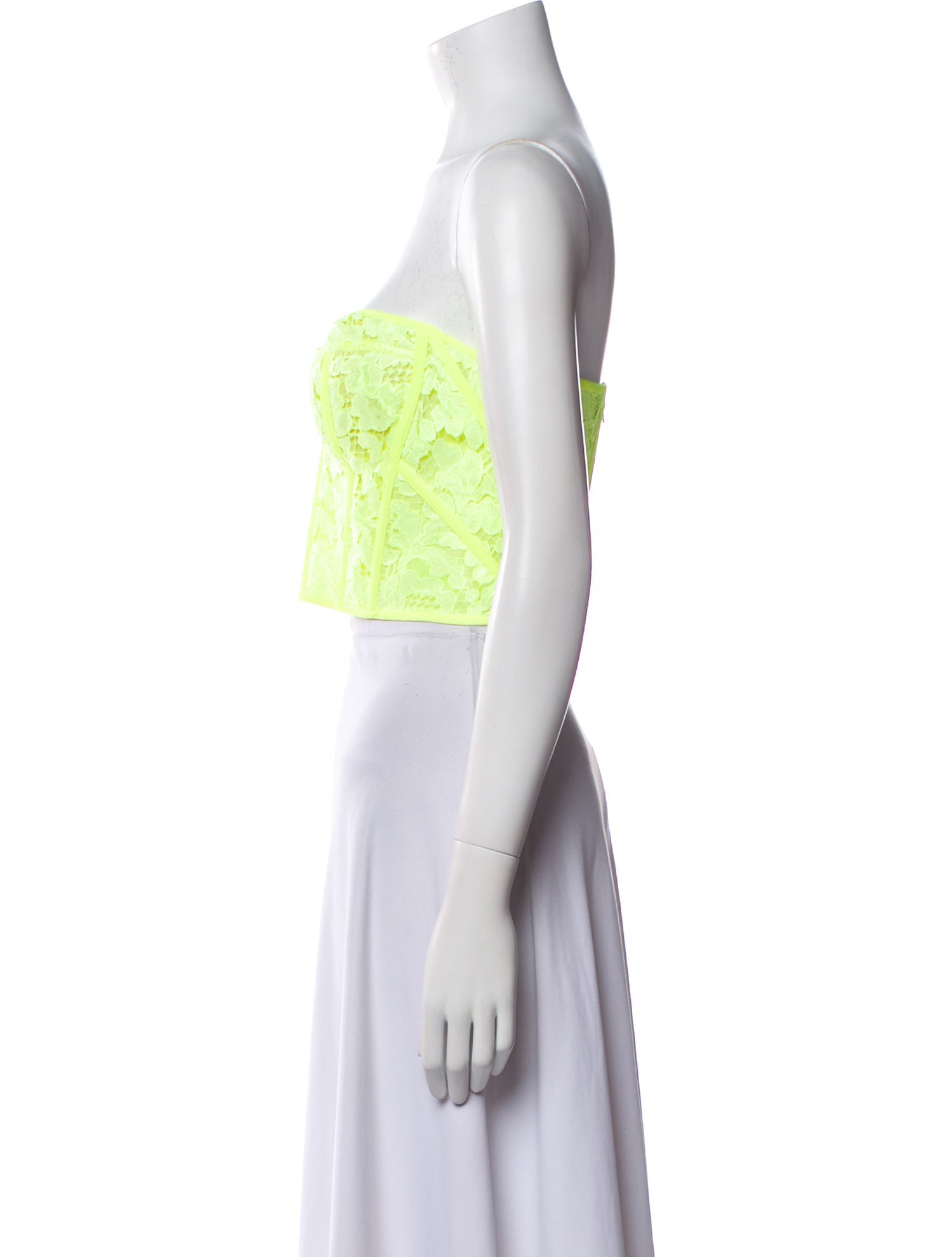 Alexander McQueen Lace Pattern Strapless Crop Top