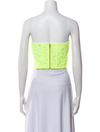 Alexander McQueen Lace Pattern Strapless Crop Top