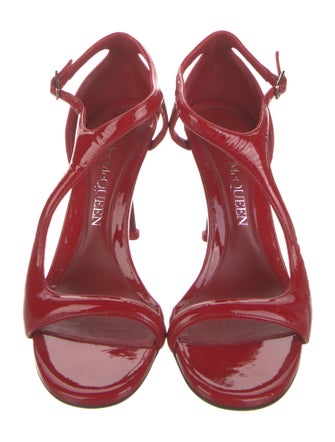 Alexander McQueen Patent Leather T-Strap Sandals
