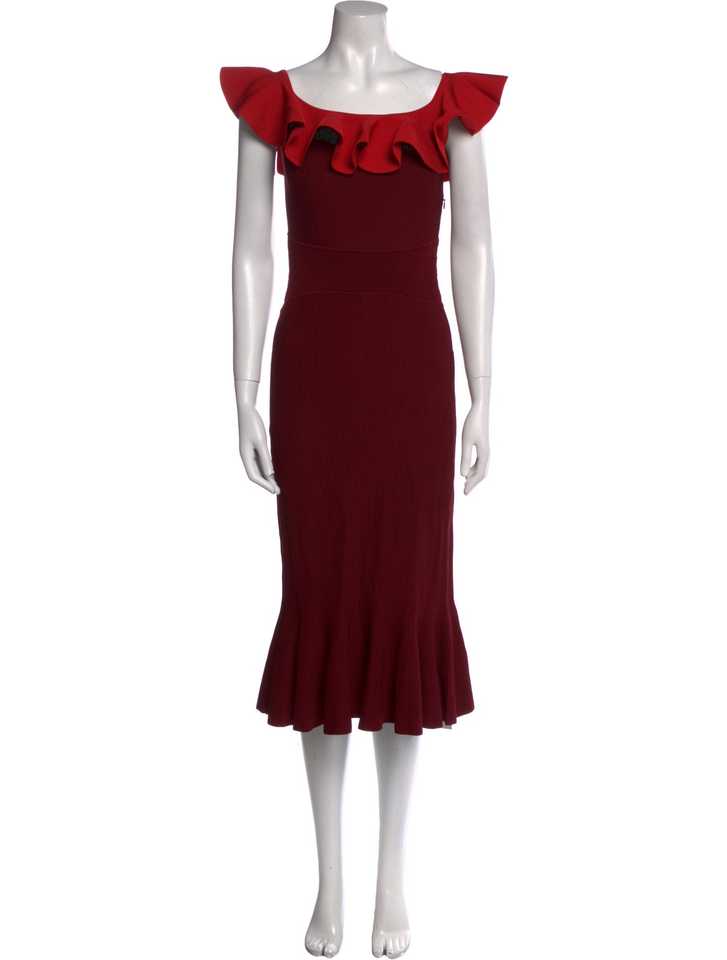 Alexander McQueen Scoop Neck Midi Length Dress