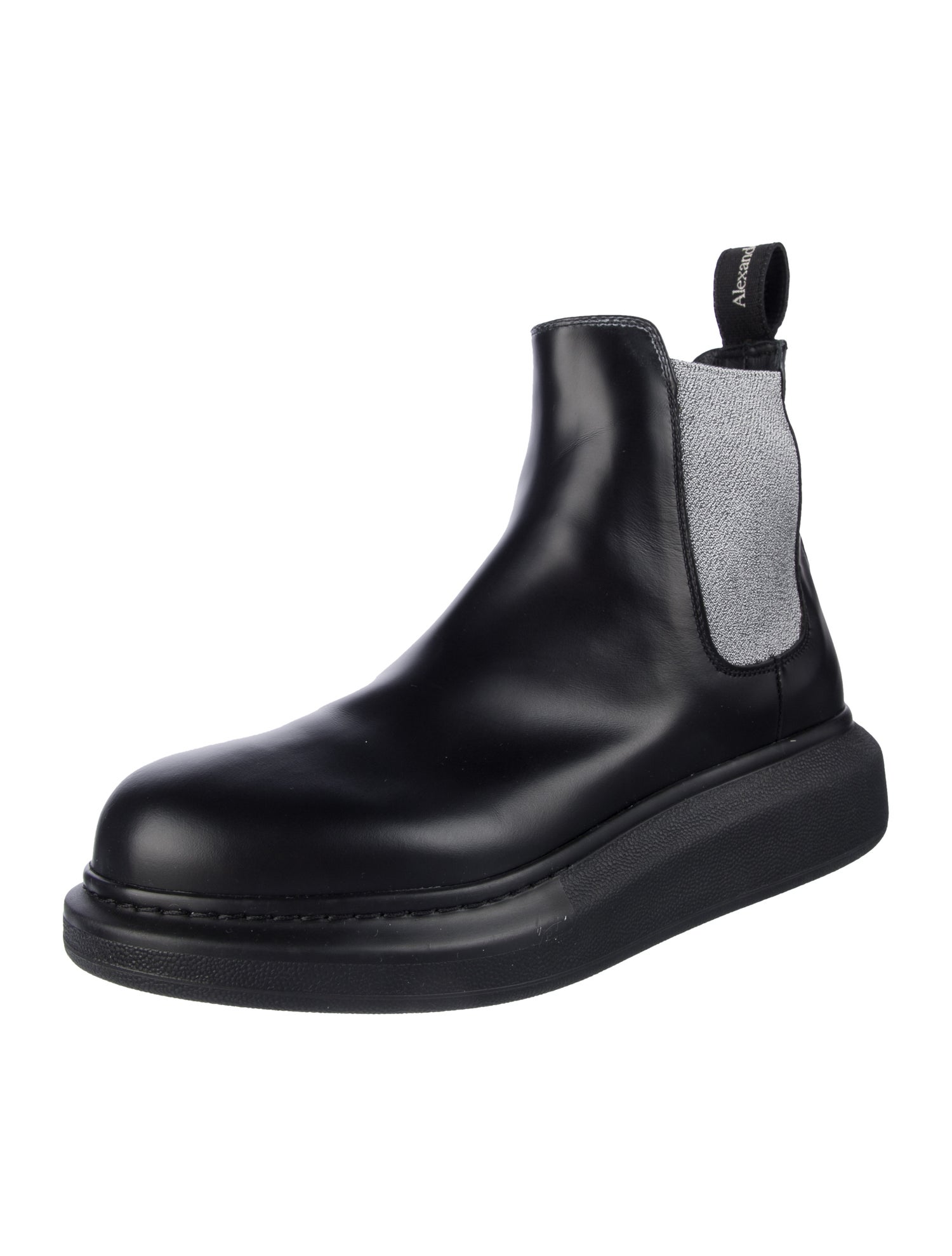 Alexander McQueen Leather Colorblock Pattern Chelsea Boots