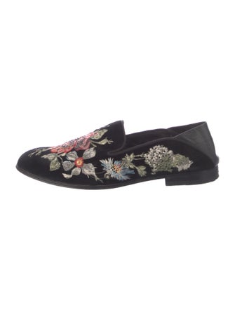 Alexander McQueen Velvet Floral Print Loafers