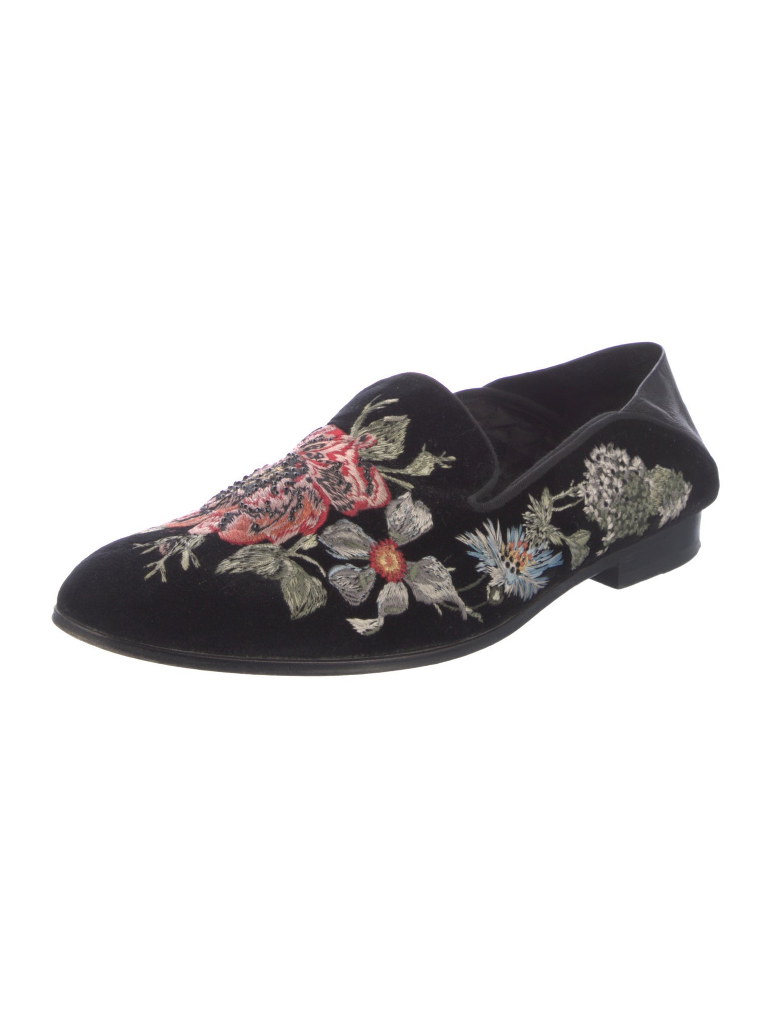 Alexander McQueen Velvet Floral Print Loafers