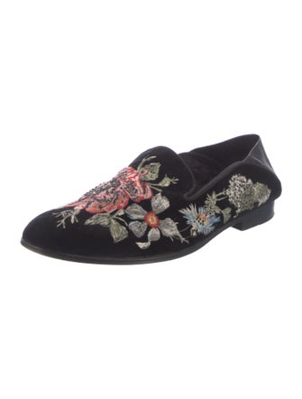 Alexander McQueen Velvet Floral Print Loafers