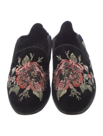 Alexander McQueen Velvet Floral Print Loafers