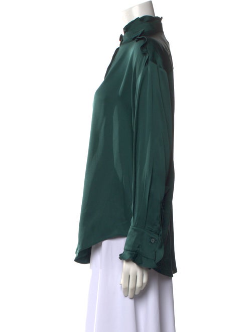 Alexander McQueen Silk Mock Neck Button-Up Top