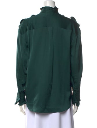 Alexander McQueen Silk Mock Neck Button-Up Top