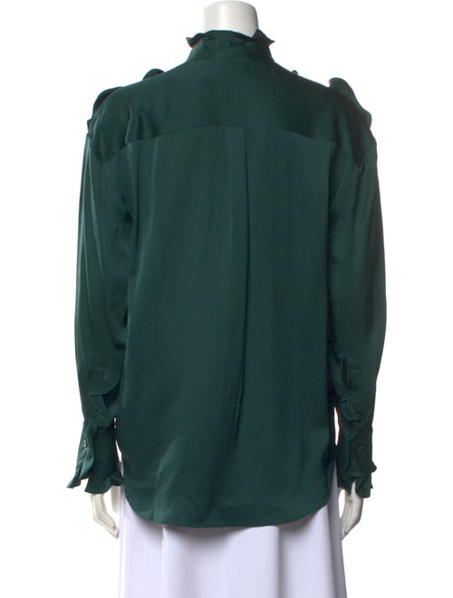 Alexander McQueen Silk Mock Neck Button-Up Top