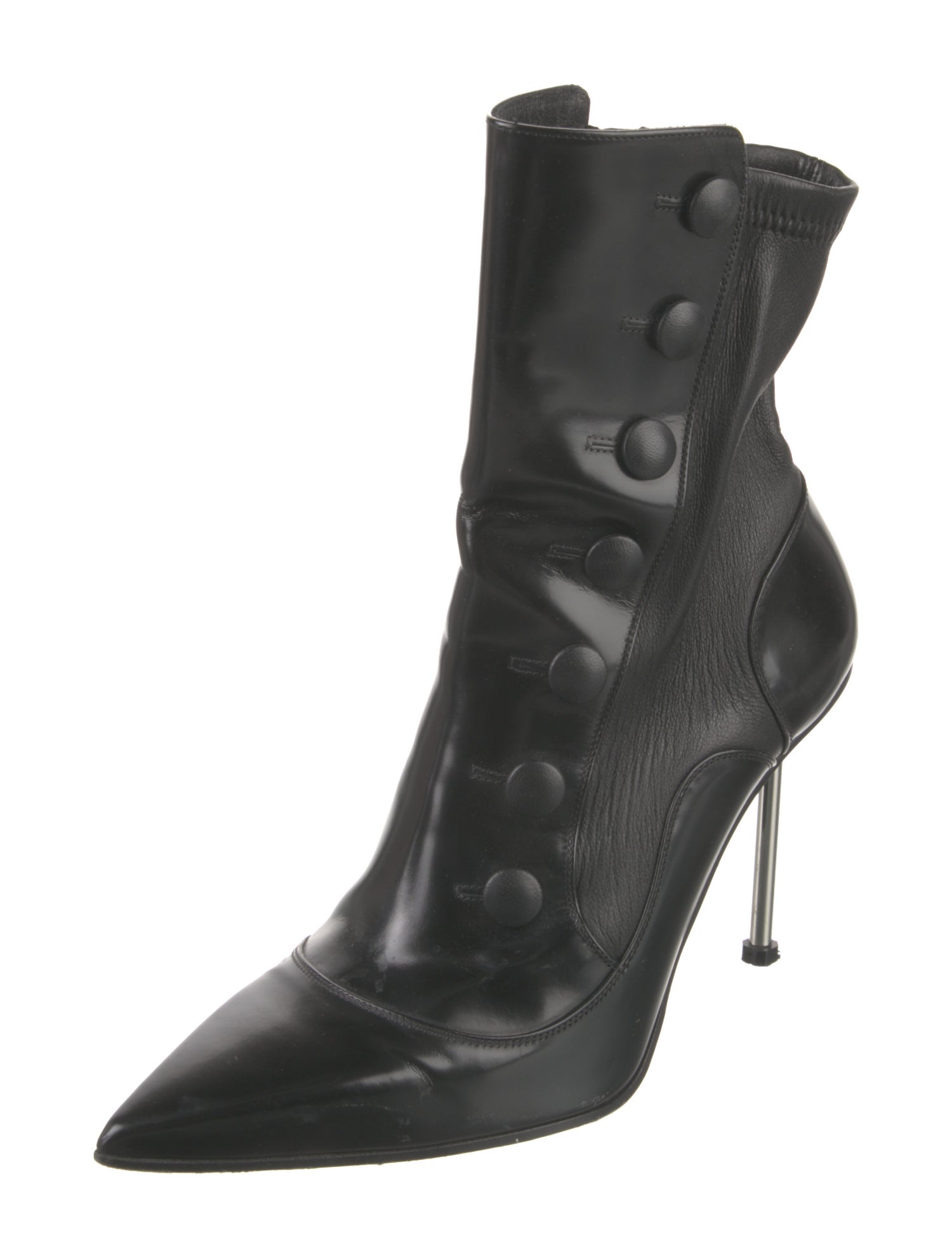 Alexander McQueen Patent Leather Whipstitch Trim Boots