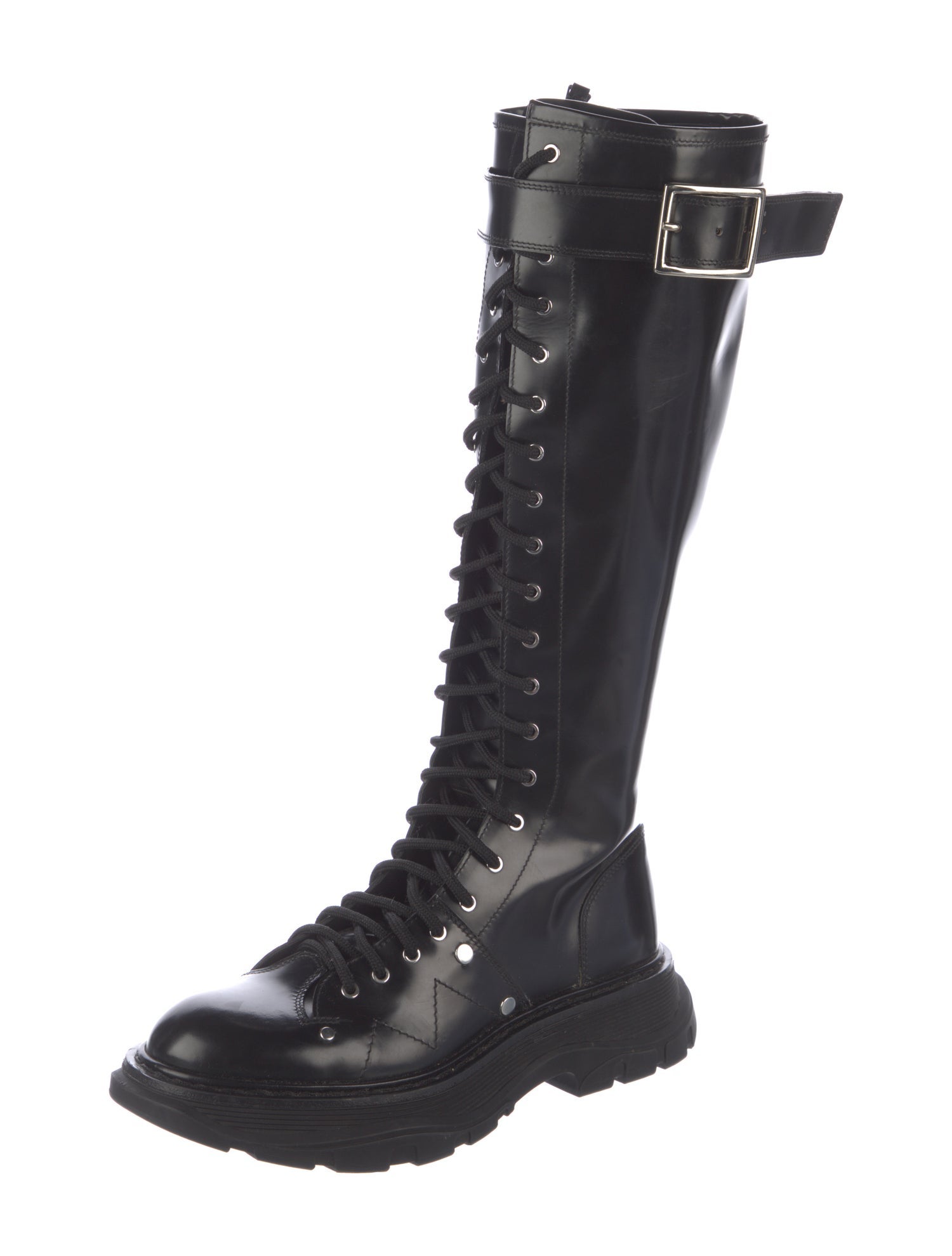Alexander McQueen Leather Combat Boots
