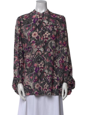 Alexander McQueen Silk Floral Print Blouse