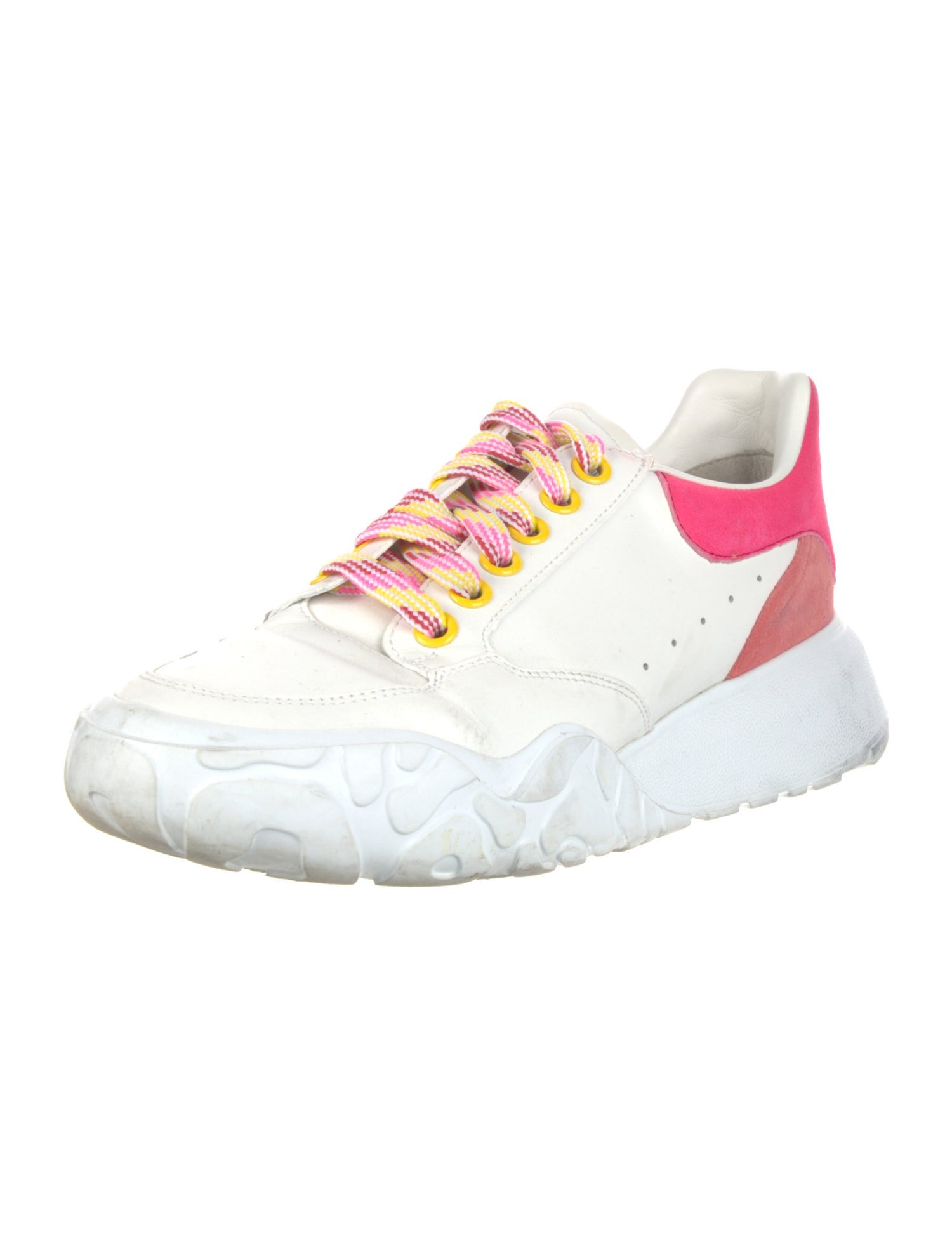 Alexander McQueen Leather Colorblock Pattern Sneakers