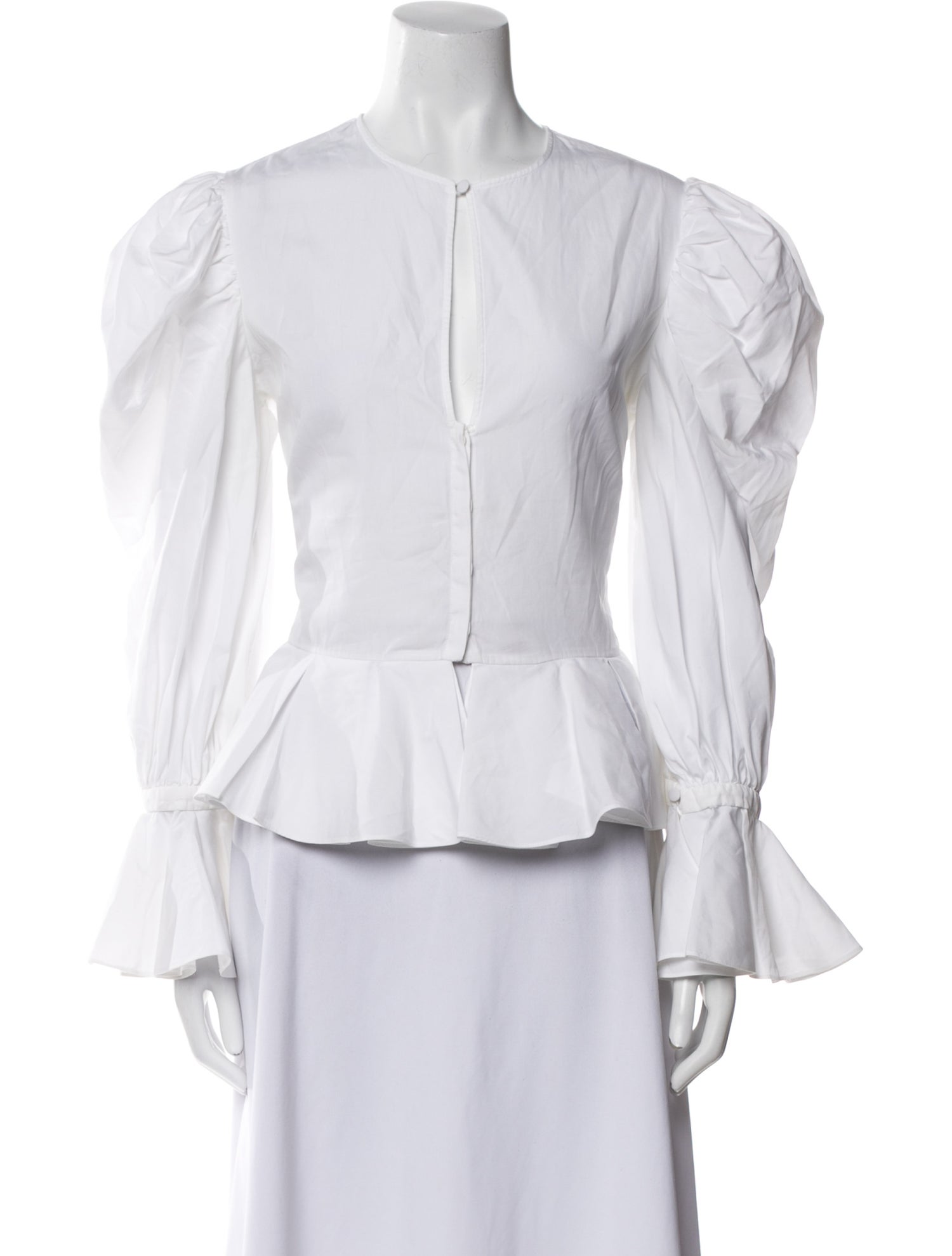 Alexander McQueen Crew Neck Long Sleeve Button-Up Top