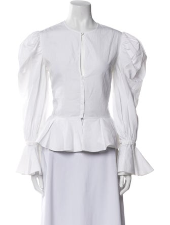 Alexander McQueen Crew Neck Long Sleeve Button-Up Top