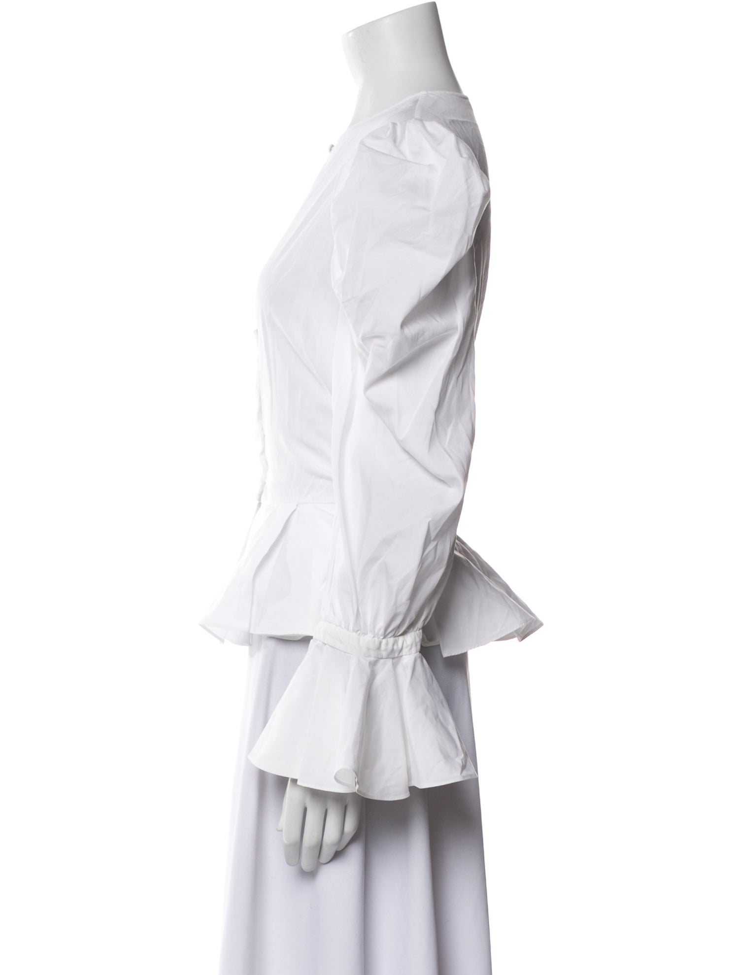 Alexander McQueen Crew Neck Long Sleeve Button-Up Top