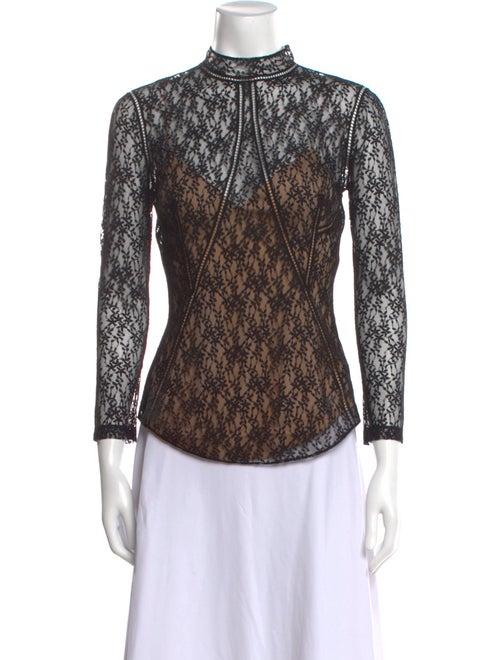 Alexander McQueen Lace Pattern Mock Neck Top
