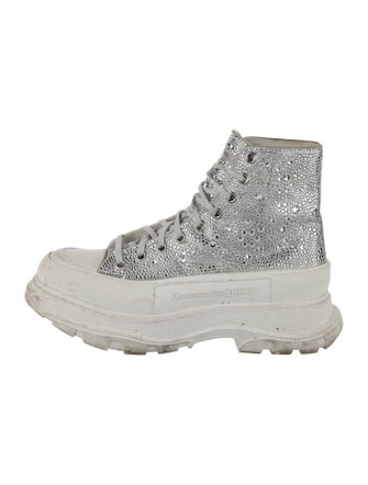 Alexander McQueen Crystal Crystal Embellishments Lace-Up Boots