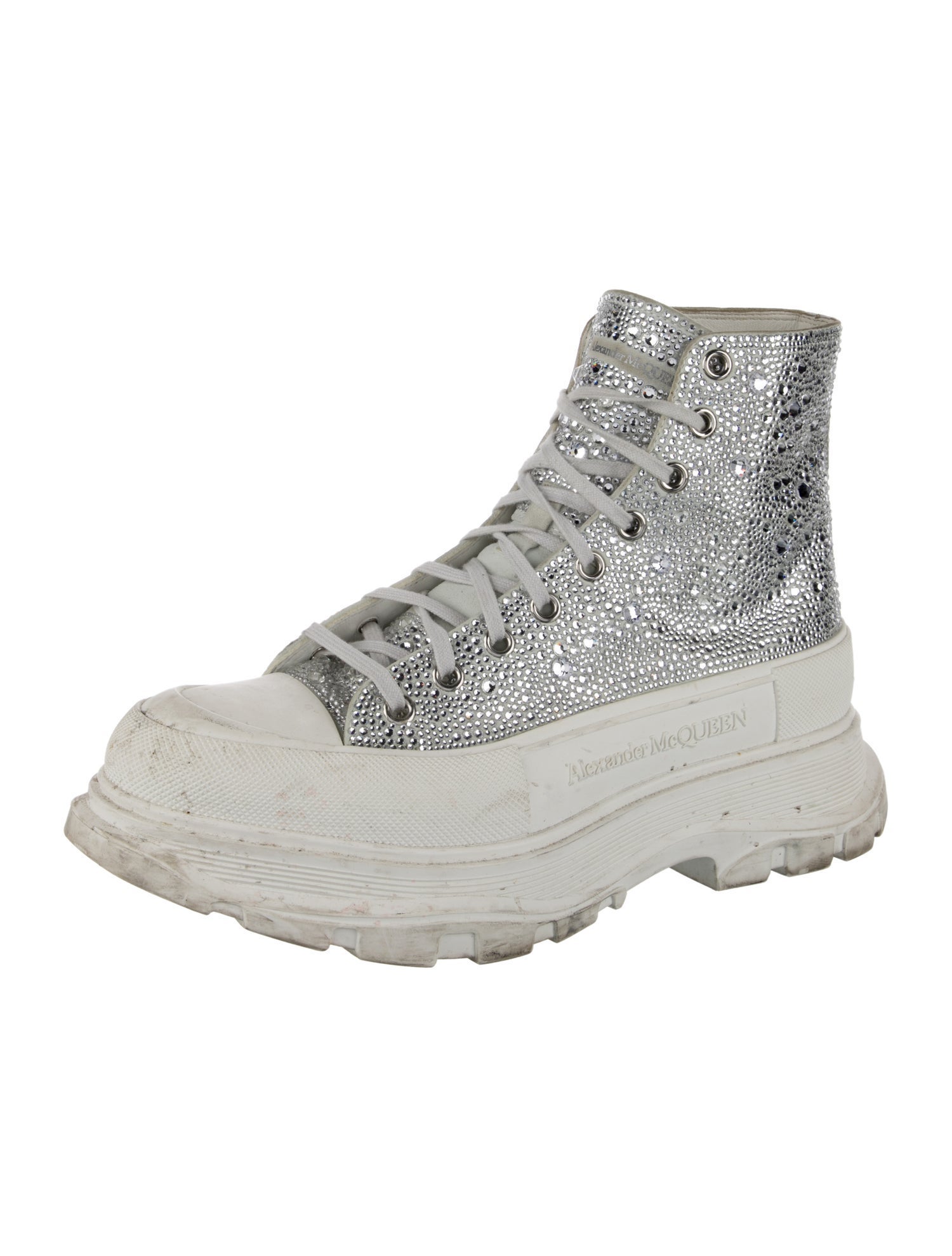 Alexander McQueen Crystal Crystal Embellishments Lace-Up Boots