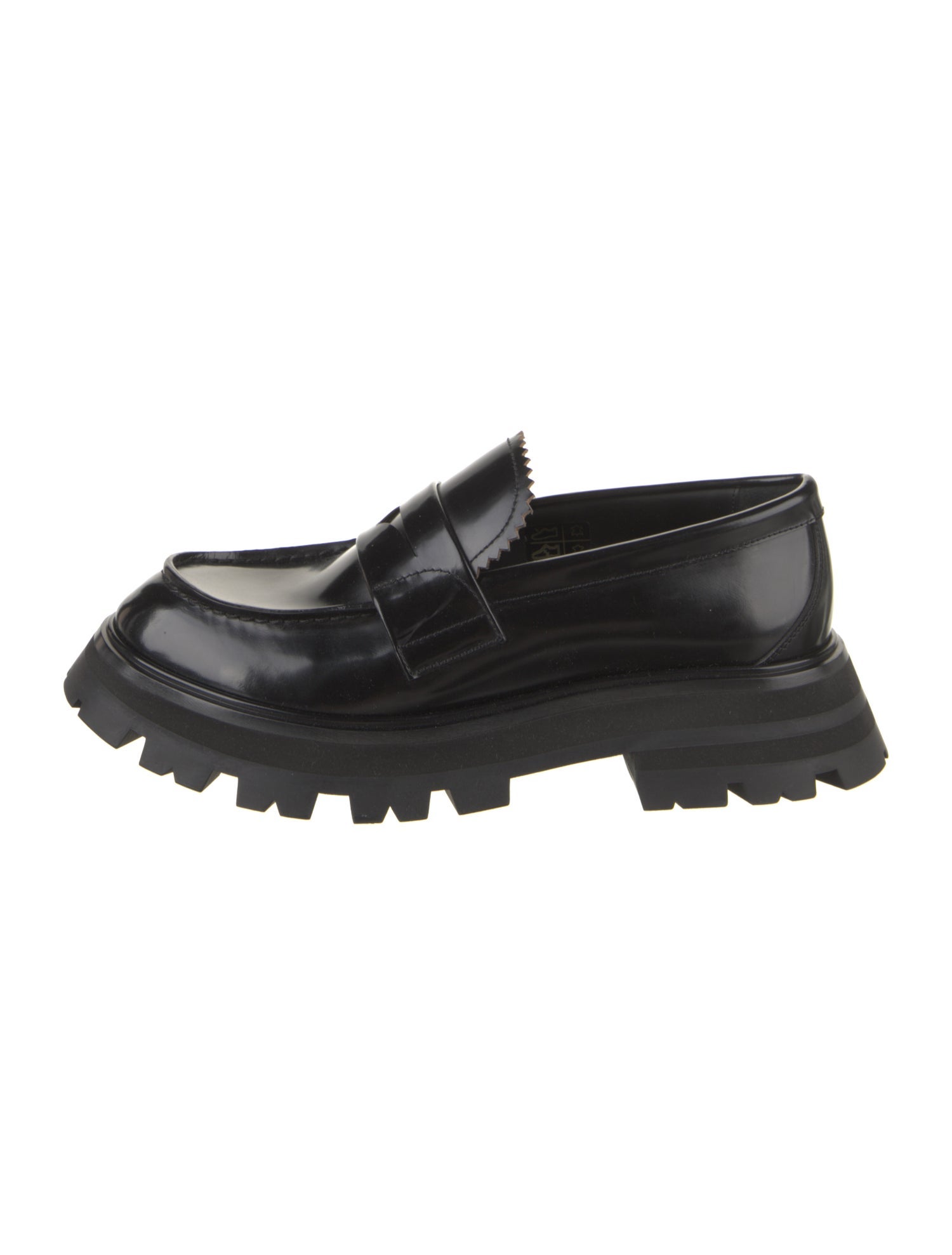 Alexander McQueen Patent Leather Scalloped Accent Loafers