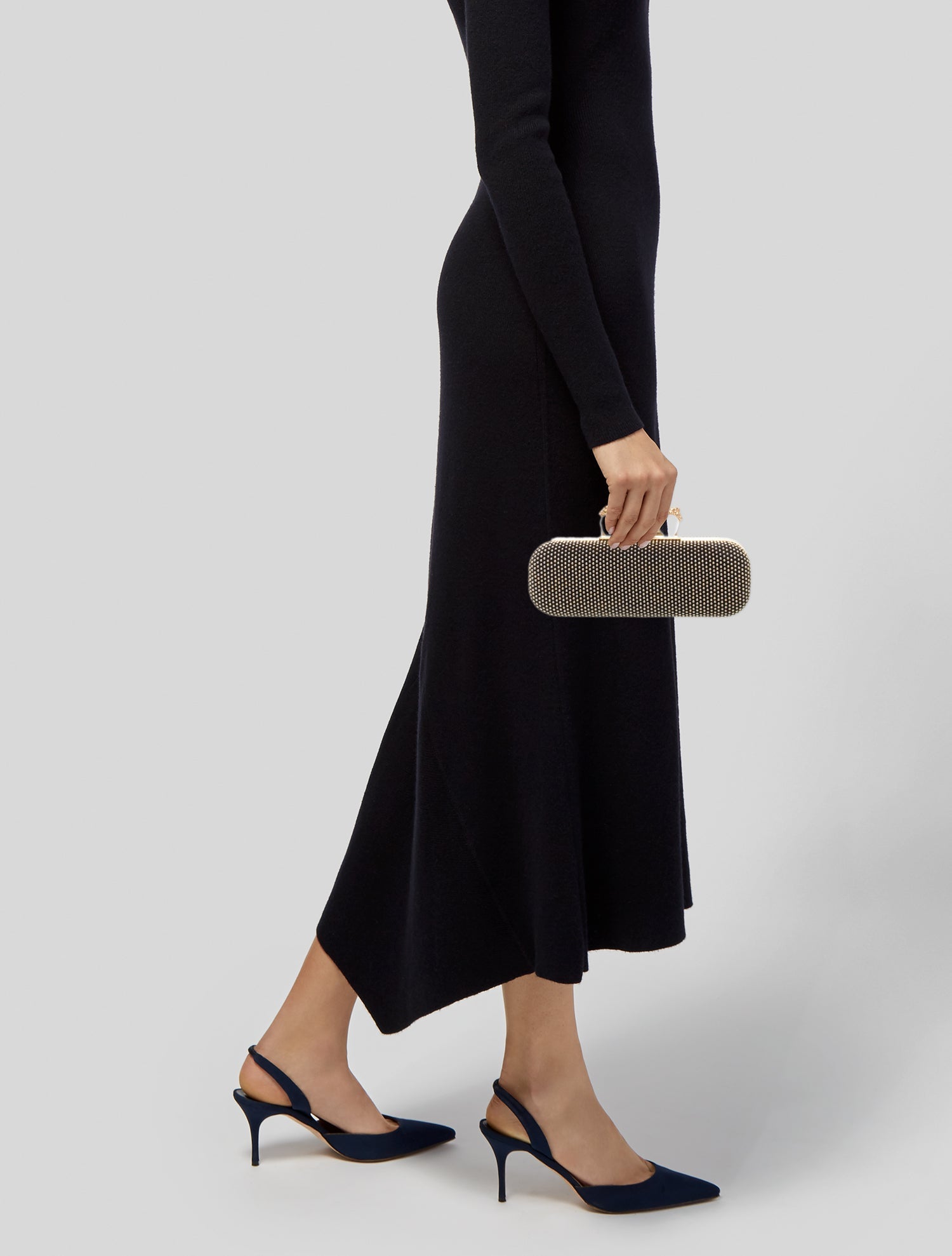 Alexander McQueen Suede Knuckle Ring Clutch