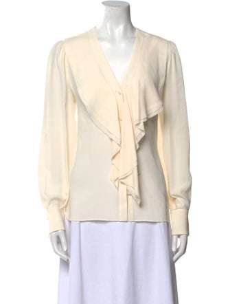 Alexander McQueen Silk V-Neck Blouse