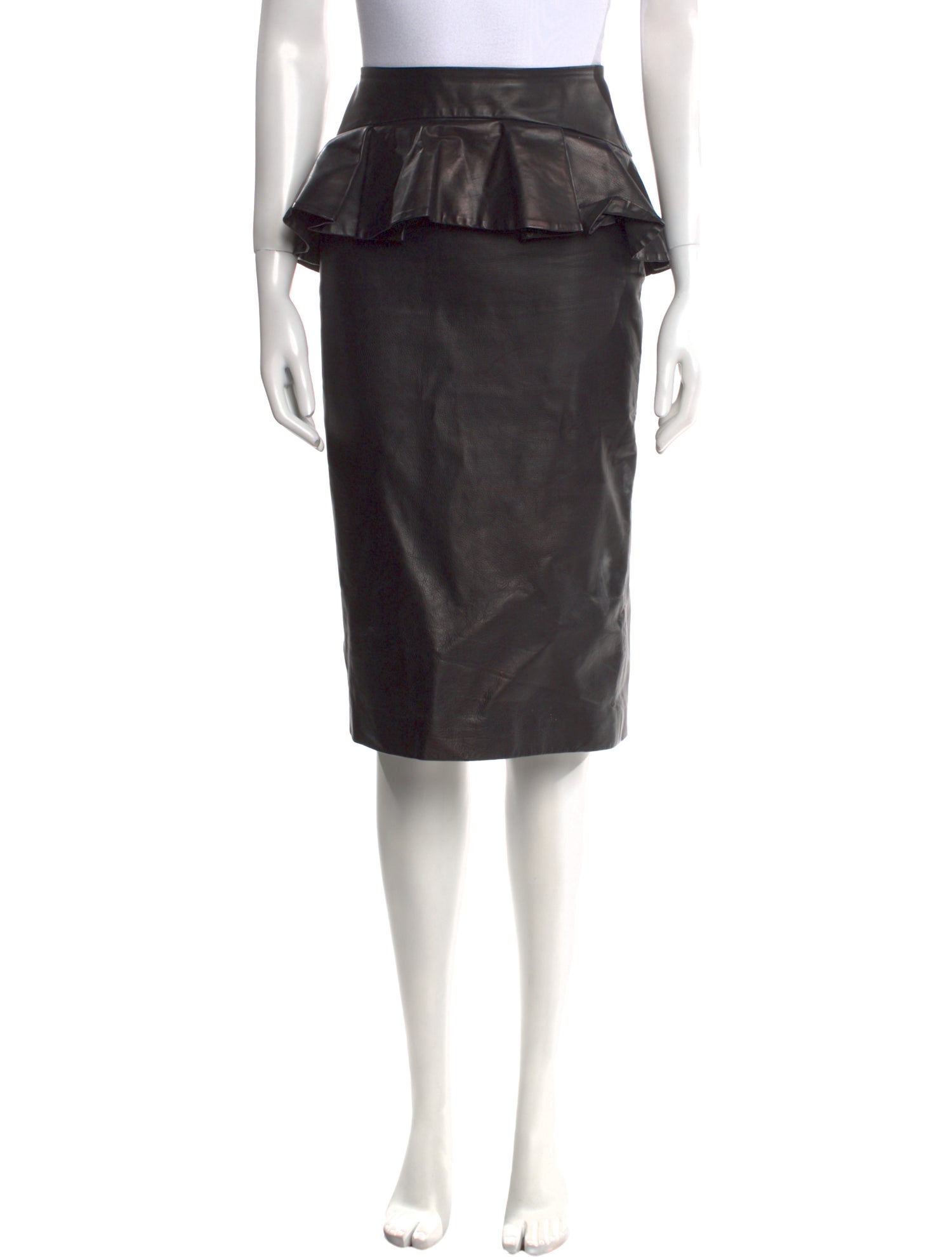 Alexander McQueen Leather Knee-Length Skirt