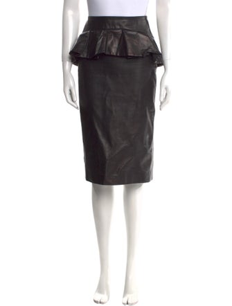 Alexander McQueen Leather Knee-Length Skirt