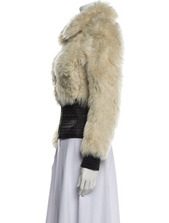 Alexander McQueen Leather Printed Faux Fur Jacket