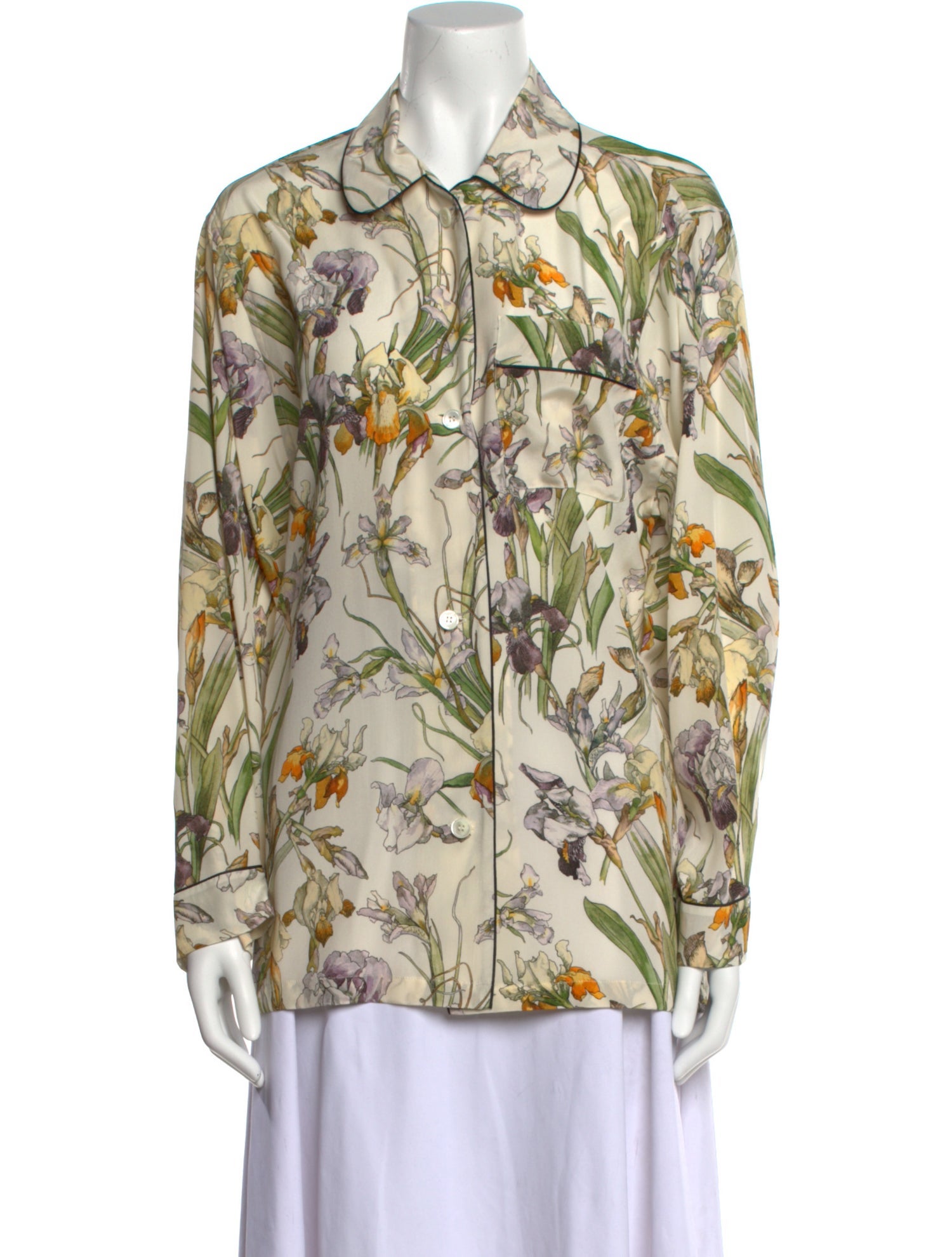 Alexander McQueen Silk Floral Print Button-Up Top w/ Tags