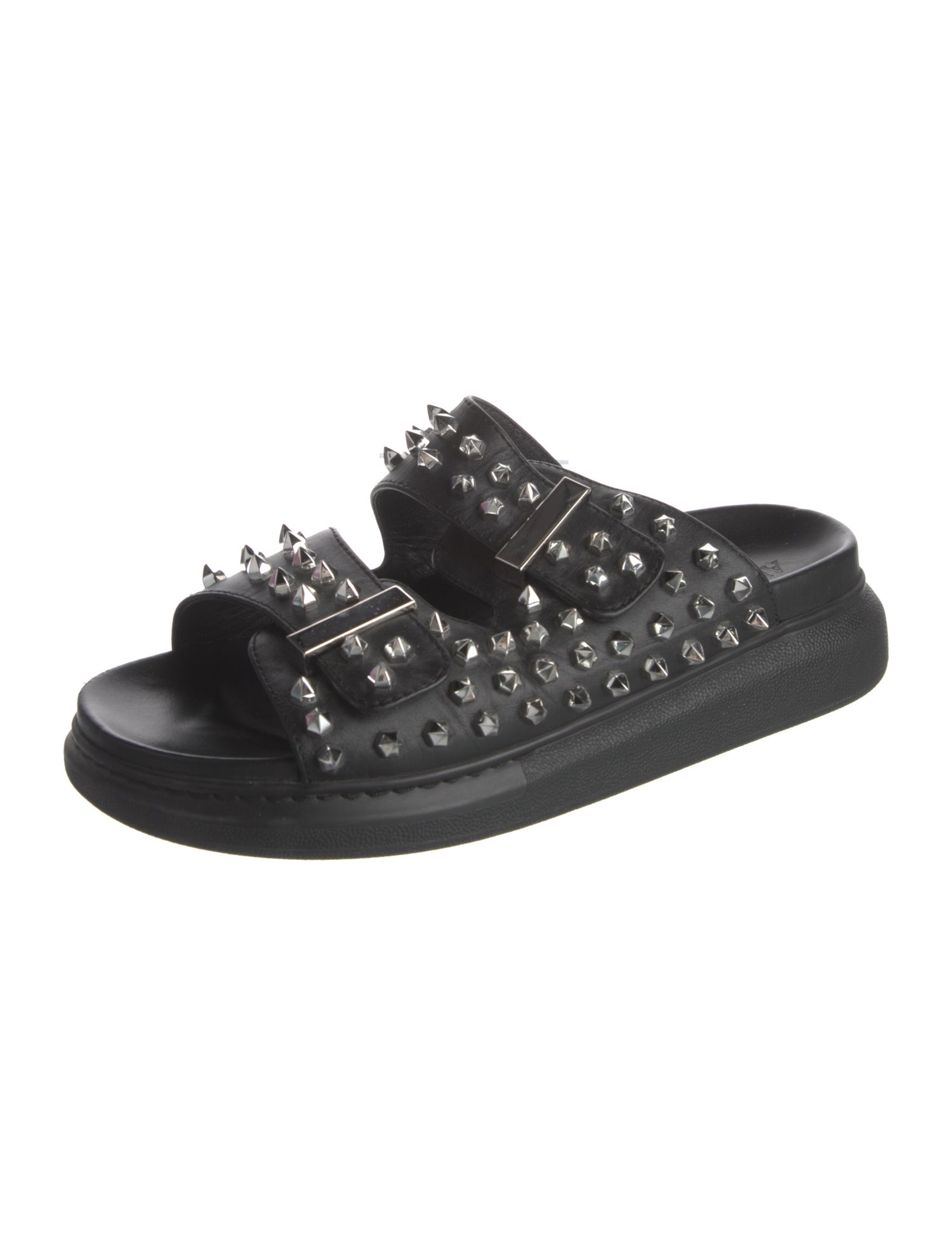 Alexander McQueen Leather Studded Accents Slides